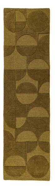 Temno zelen ročno tkan volnen tekač 60x230 cm Gigi – Flair Rugs