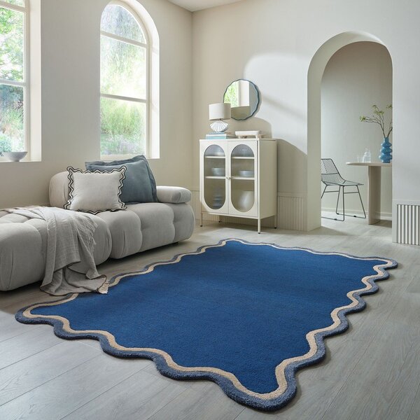Temno modra ročno tkana preproga iz mešanice volne 120x170 cm Rivo Wool – Flair Rugs