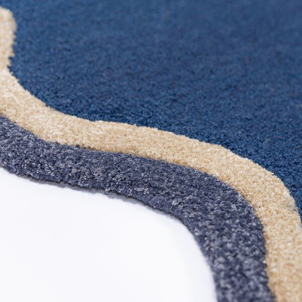 Temno modra ročno tkana preproga iz mešanice volne 120x170 cm Rivo Wool – Flair Rugs
