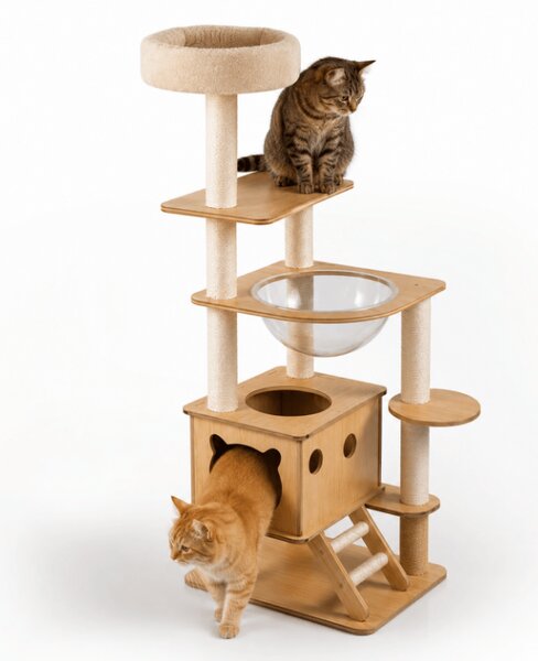 Mačje drevo praskalnik HAPPY CAT 147x40x40 cm, bež
