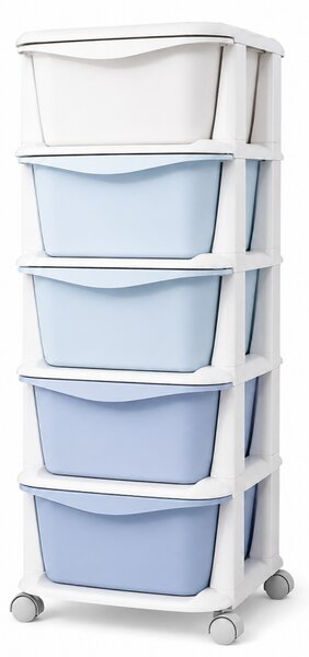 Regal na kolesih s predali TONES 97x36x36 cm, moder