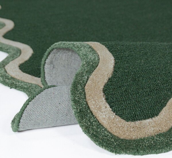 Temno zelena ročno tkana preproga iz mešanice volne 120x170 cm Rivo Wool – Flair Rugs