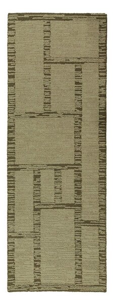 Zelen ročno tkan volnen tekač 80x230 cm Harris Modula Wool – Flair Rugs