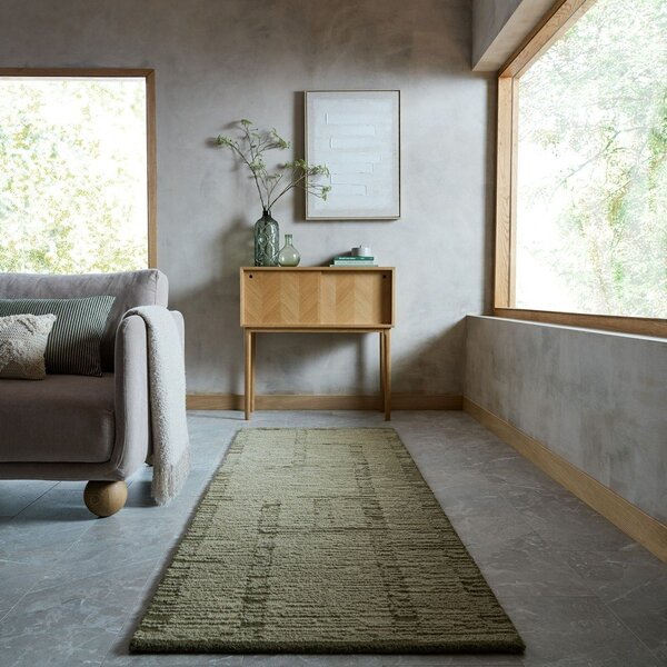 Zelen ročno tkan volnen tekač 80x230 cm Harris Modula Wool – Flair Rugs