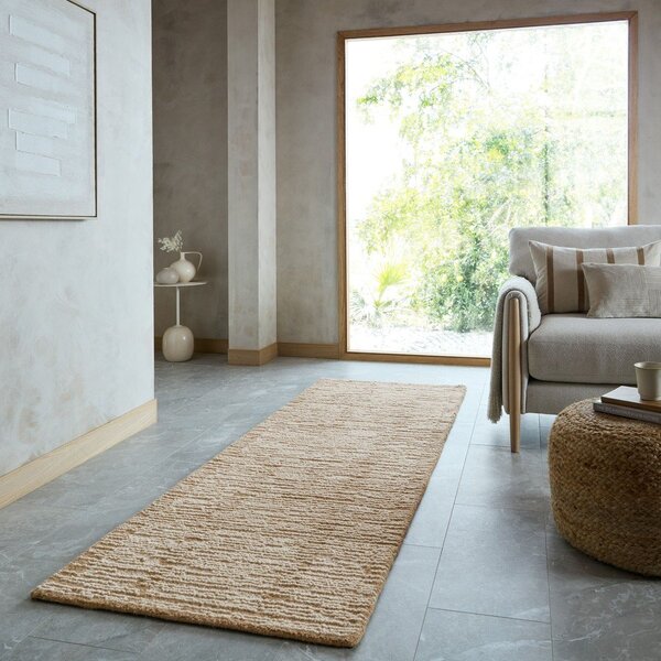Ročno tkan volnen tekač v naravni barvi 80x230 cm Harris Modula Wool – Flair Rugs