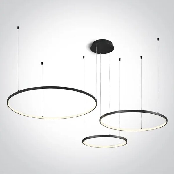 VISEČA SVETILKA 3x ČRNI OBROČ 40cm/60cm/80cm 65W WW IP20 230V ZATEMNLJIVA DM63150B/B/W