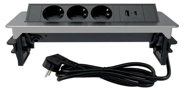 235-101 VTIČNICA S 3 VRATI, SCHUKO, 16A 250 V~ 3680 W, USB A+C, NIKEL 3856024405867