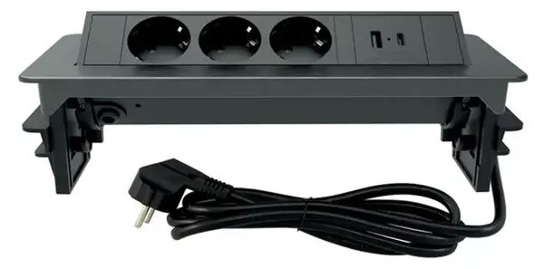 235-102 VTIČNICA S 3 IZHODI, USB, 2 m, črna 3856024405874#
