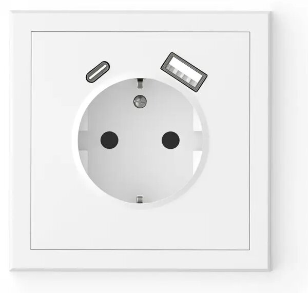 043-519 ADRIA - VIJAČNA VTIČNICA 2P+E/16A/250V/VIJAČNA + USB A + USB C BELA 3856024407786