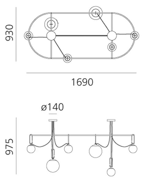 Nh S5 ELIPTIČNI LESTENEC ČRNO/STARO ZLATO 46W 220-240V 3772lm AR1279010A