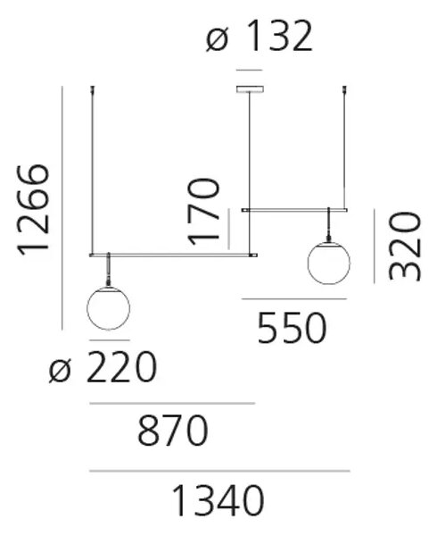 Nh S3 VISEČA SVETILKA Z 2 KRAKIMA ČRNO/STARO ZLATO 26W 220-240V 2284lm AR1282010A