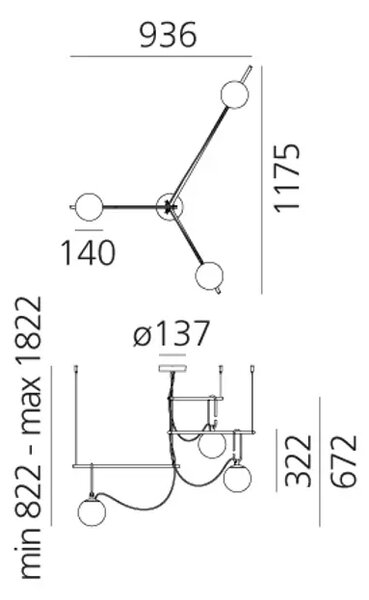 Nh S3 14 LESTENEC ČRNO/STARO ZLATO 15W 220-240V 1134lm AR1276010A