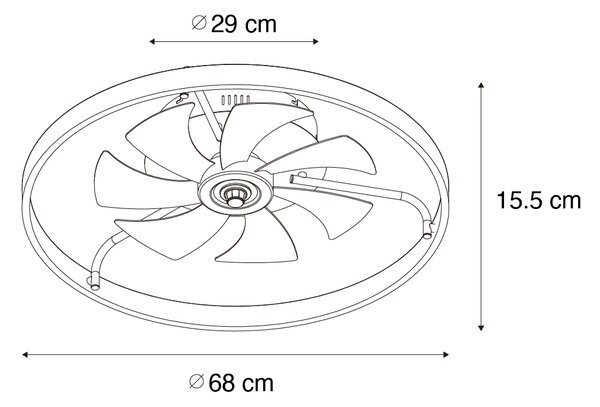 Črni stropni ventilator 70 cm, vključno z LED z daljinskim upravljanjem - Maddy