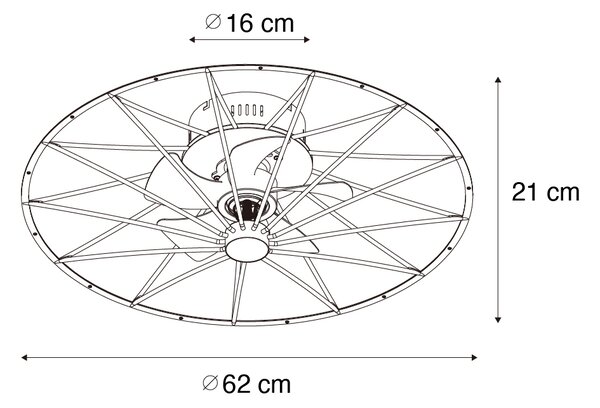 Črni stropni ventilator, vključno z LED z daljinskim upravljanjem - Yaran