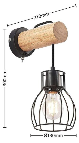 LindbyLindby - Evje Round Wall Lamp Black/Wood Lindby