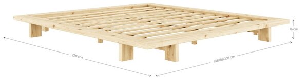 Črna zakonska postelja iz borovega lesa z rešetko 180x200 cm Japan - Karup Design