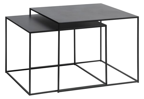 Črne kovinske mizice v kompletu 2 ks 65x65 cm Pebble – Unique Furniture