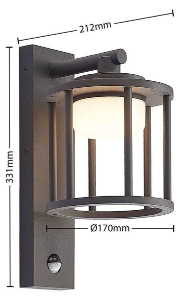 LucandeLucande - Berenike Zunanja Stenska Svetilka w/Sensor Temno Siva Lucande