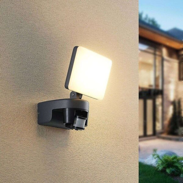 LindbyLindby - Melamika Outdoor Wall Lamp w/Sensor Dark Grey Lindby