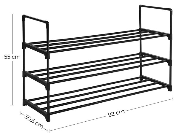 Kovinski regal za čevlje SHORAC 92x30,5x55 cm, črn