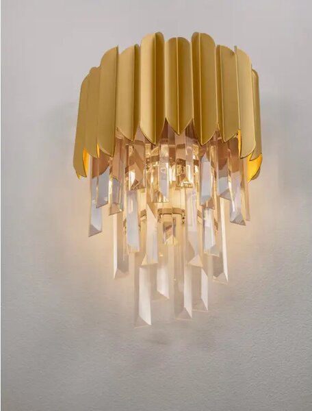 STENSKA SVETILKA MAGNOLIA KRISTALNO ZLATA LED E14 2x5W 100-240V IP20 NL9824061