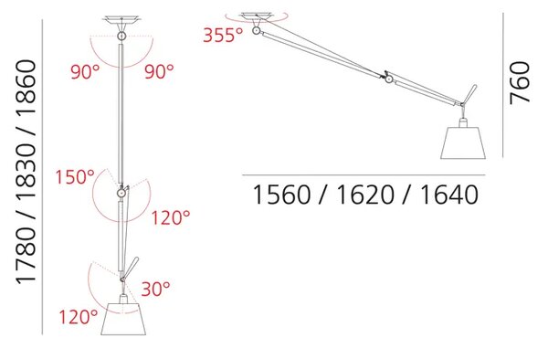 TOLOMEO DECENTRATA STROPNA SVETILKA IZ ALUMINIJA S SENČNIKOM 0629000A + 0781010A AR0629000A+AR0781010A