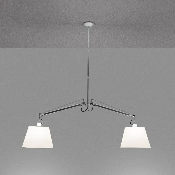VISEČA SVETILKA TOLOMEO BASCULANTE Z 2 ALUMINIJASTIMA NOSILOMA IN SENČNIKOM 0630010A + 0781020A AR0630010A+AR0781020A