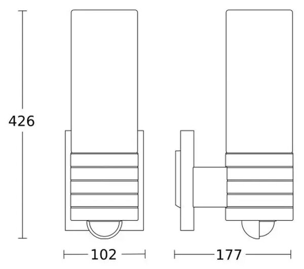LED ZUNANJA STENSKA SVETILKA S SENZORJEM L 260 S E27 9,87 W 3000 K 703 lm L260 S