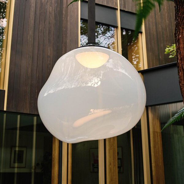 Tom Dixon LED baterijska terasa svetilka Melt velika, opal, 57 cm, zatemnjen, Bela, Plastika, Dizajn, Stoječe senčilo