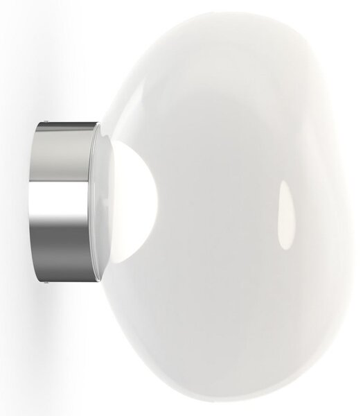 Tom Dixon LED stenska svetilka Melt, Ø 29 cm, opal/krom, zatemnjen, Kovinska, Dnevna soba / jedilnica, Plastika, Dizajn