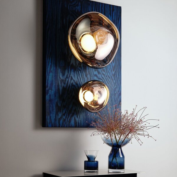 Tom Dixon LED stenska svetilka Melt, Ø 29 cm, bronasta, zatemnjen, Bronasta / starinska medenina, Dnevna soba / jedilnica, Plastika, Dizajn