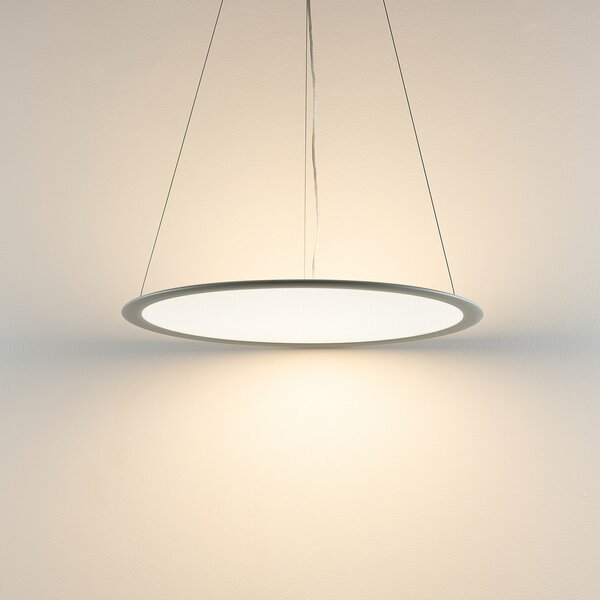 Deko-Light LED viseča svetilka PANEL, siva, Ø 63 cm, kovinska, CCT, zatemnitev, 50 W, zatemnjen, Kovinska, Študija / pisarna, Aluminij, Sodobni