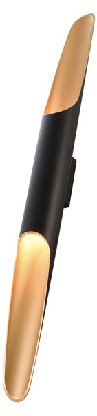 Deko-Light Apodis LED stenska svetilka, črna/zlata, višina 80 cm, kovinska dim, zatemnjen, Črna, Dnevna soba / jedilnica, Kovina, Sodobni