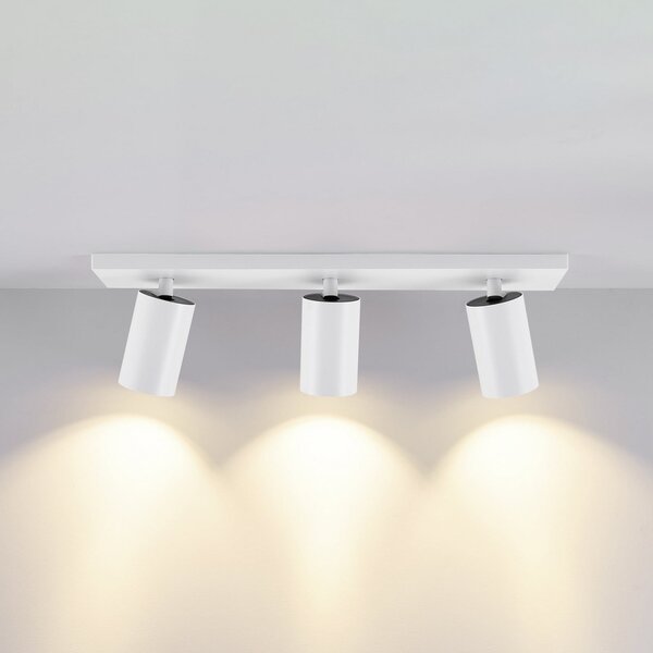 Deko-Light Stropna svetilka CAN TILT, bela, 48 x 9 cm, 3-plamenska, kovinska GU10, zatemnjen, Bela, Dnevna soba / jedilnica, Aluminij, Polkrožni strop z razmikom