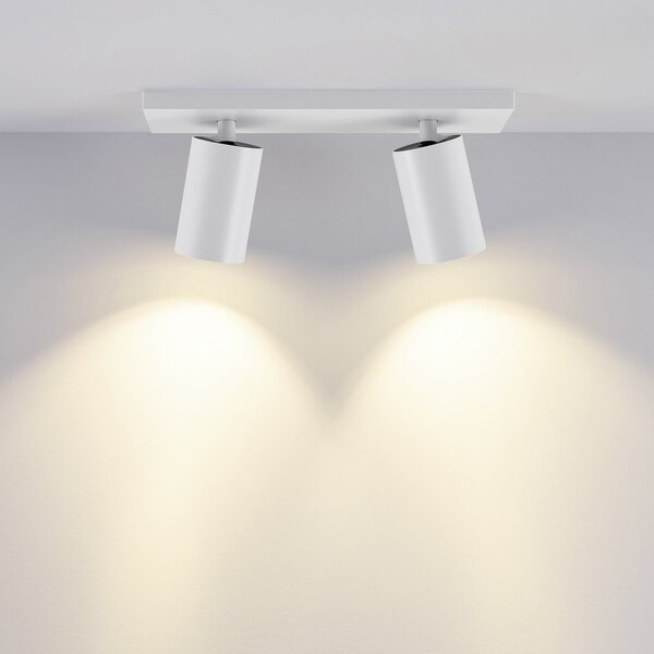 Deko-Light Stropna svetilka CAN TILT, bela, 31 x 9 cm, 2-svetlobna, kovinska GU10, zatemnjen, Bela, Dnevna soba / jedilnica, Aluminij, Polkrožni strop z razmikom