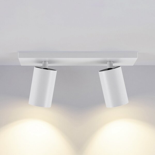 Deko-Light Stropna svetilka CAN TILT, bela, 31 x 9 cm, 2-svetlobna, kovinska GU10, zatemnjen, Bela, Dnevna soba / jedilnica, Aluminij, Polkrožni strop z razmikom