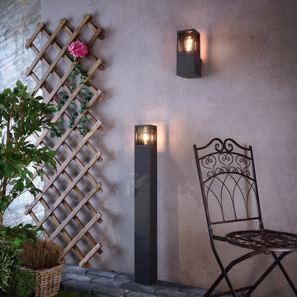 Deko-Light Svetilka za pot Facado II, višina 100 cm, siva/dimna 11 x cm IP65, zatemnjen, Siva, Aluminij, Sodobni