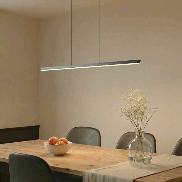 Lucande LED viseča svetilka Solvar, 117 cm, črna, CCT, z možnostjo zatemnitve, zatemnjen, Črna, Dnevna soba / jedilnica, Kovina, Sodobni