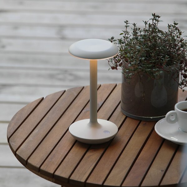 Markslöjd LED namizna svetilka Petit, siva, aluminij, IP44, zatemnjen, Bež, Aluminij, Sodobni