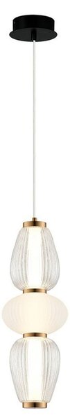 Viokef LED obesna svetilka Shiny, Ø 16 cm, prozorna/bela, steklo, Prozorna, Dnevna soba / jedilnica, Steklo, Sodobni