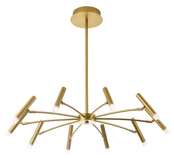 Viokef LED obesna svetilka Secret, zlata, Ø 80 cm, kovina, 10-svetilna., zatemnjen, Zlata / medeninasta, Dnevna soba / jedilnica, Kovina, Sodobni