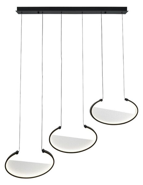 Viokef LED obesna svetilka Adele, dolžina 117 cm, črna, kovina, 3-svetilna., Črna, Dnevna soba / jedilnica, Aluminij, Sodobni