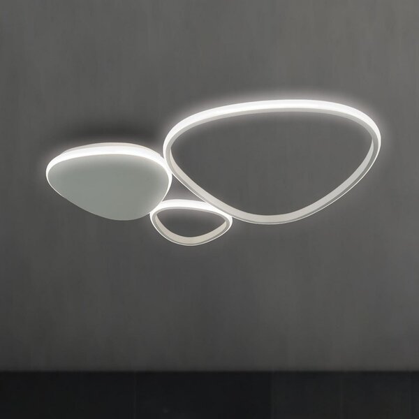 Viokef LED stropna svetilka Helix, srebrna, dolžina 62 cm, kovina, Kovinska, Dnevna soba / jedilnica, Aluminij, Sodobni