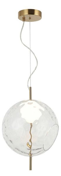 Viokef LED obesna svetilka Dalia, prosojna/zlata, Ø 30 cm, steklo, Prozorna, Dnevna soba / jedilnica, Steklo, Sodobni