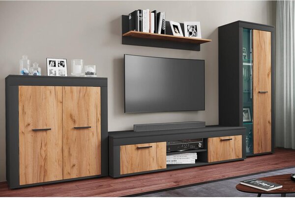 MID.YOU Dnevni Regal Usilo Xl, Barva Hrasta, Antracit, 4-Delni