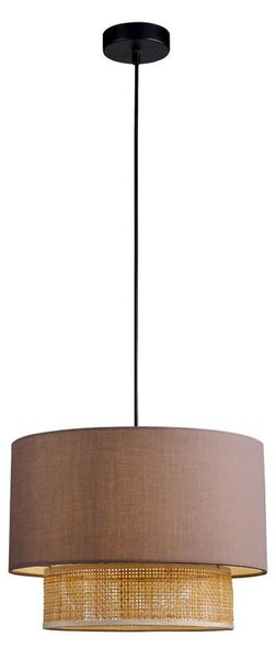 Viokef Obesna svetilka Rika, Ø 34 cm, siva/naravna barva, tkanina/ratan, zatemnjen, Siva, Dnevna soba / jedilnica, Tkanine / tekstil