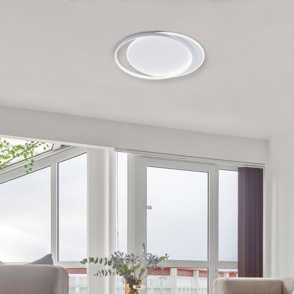 Viokef LED stropna svetilka Evelyn, bela, dolžina 55 cm, kovina, Bela, Dnevna soba / jedilnica, Aluminij, Sodobni
