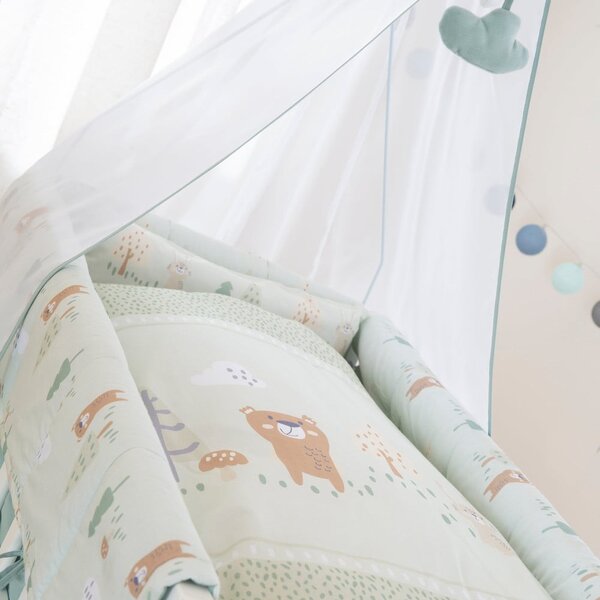 Bela obposteljna zibelka z nastavljivo višino 90x45 cm Woodland Buddies – Roba