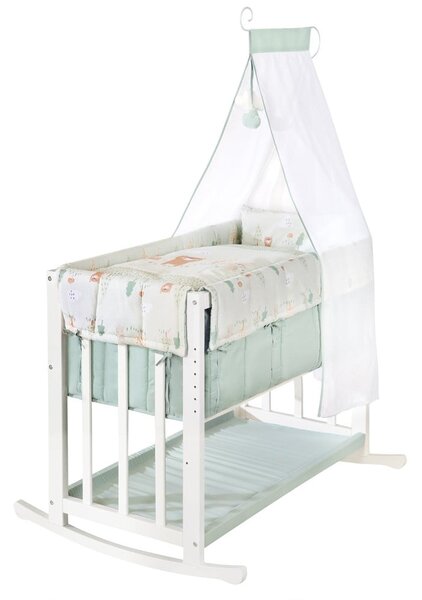 Bela obposteljna zibelka z nastavljivo višino 90x45 cm Woodland Buddies – Roba