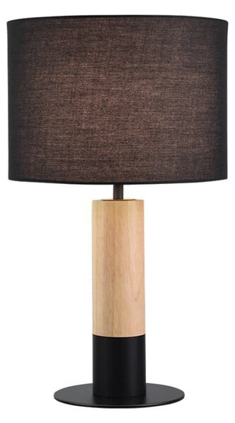 Viokef Namizna svetilka Carroll, les svetel/črn, višina 43 cm, tkanina, Črna, Dnevna soba / jedilnica, Tkanine / tekstil